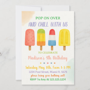 Sweet Popsicle verjaardagsuitnodiging voor kindere Kaart