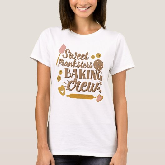 Sweet Pranksters Baking Crew Utensils Kerst T-shirt (Voorkant)