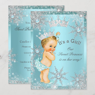 Sweet Princess Girl Baby shower Blauwgroen Blonde Kaart