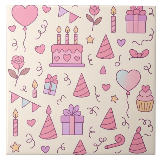 Sweet Princess Party Celebration Pattern Tegeltje (Voorkant)