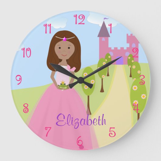 Sweet Princess Personalized Wall Clock Grote Klok (Voorkant)