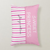 Sweet Princess Pink White Stripes Naam Accent Kussen (Voorkant(Verticaal))