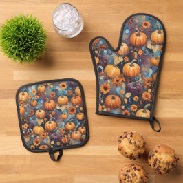 Sweet Pumpkins Herfst Pattern Ovenwant & Pannenlap Set