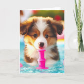 Sweet Puppy Schattige Pool Party Alle Gelegenheden Kaart (Voorkant)