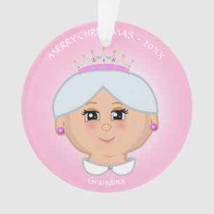Sweet Queen Grandma op roze Ornament