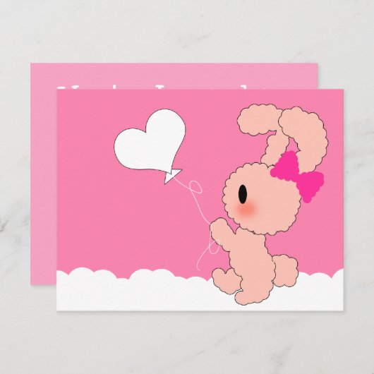 Sweet Rabbit Cute 4e invitation à l'anniversaire (Devant / Derrière)