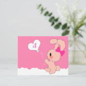 Sweet Rabbit Cute 4e invitation à l'anniversaire (Debout devant)