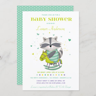 Sweet Raccoon Baby shower Invitation