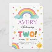 Sweet Rainbow 2nd Birthday Kaart (Voorkant / Achterkant)
