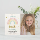 Sweet Rainbow Birthday Invitation avec photo (Debout devant)