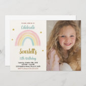 Sweet Rainbow Birthday Invitation avec photo (Devant / Derrière)