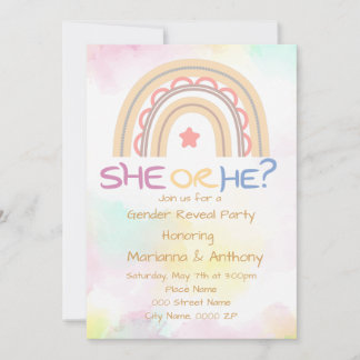 Sweet Rainbow Genre Reveal Party Invitation