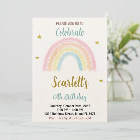 Sweet Rainbow Invitation d'anniversaire (Debout devant)
