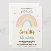 Sweet Rainbow Invitation d'anniversaire (Devant / Derrière)