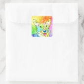 Sweet Rainbow Waterverf Corgi Vierkante Sticker (Tas)