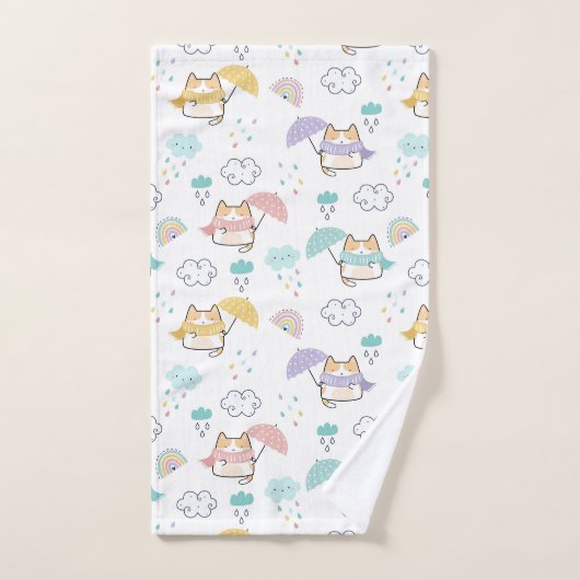 Sweet Rainy Day Pattern Badhanddoek Set Bad Handdoek (Handdoek)