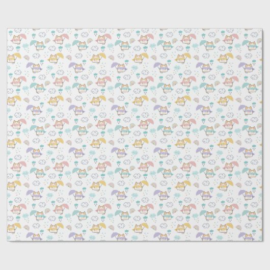 Sweet Rainy Day Pattern Wrapping Paper Roll Cadeaupapier (Vlak)