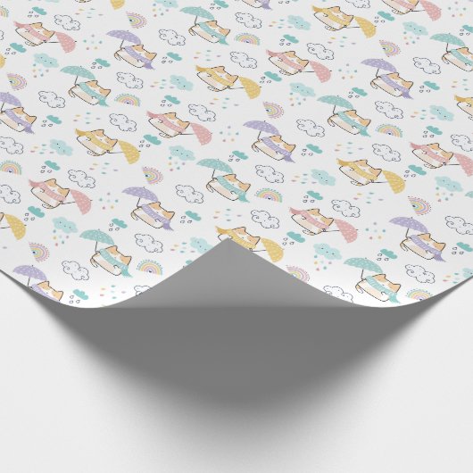 Sweet Rainy Day Pattern Wrapping Paper Roll Cadeaupapier (Hoek)