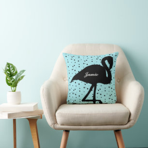 Sweet Random Dot Flamingo Blauwgroen Aqua Kussen