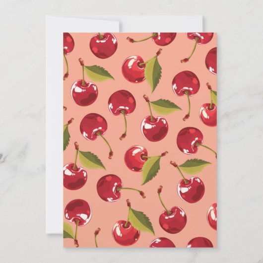 Sweet Red Cherry Fruit Verjaardagsfeestje Kaart (Achterkant)