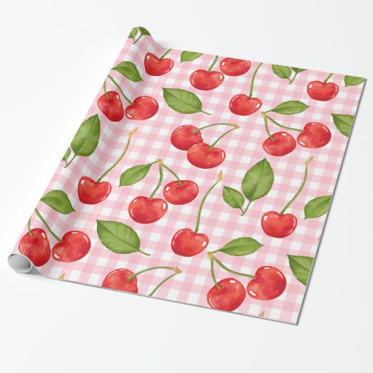 Sweet Red Cherry Pattern Cadeaupapier (Uitgerold)