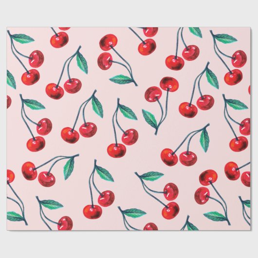 Sweet Red Cherry Pattern Cadeaupapier (Vlak)