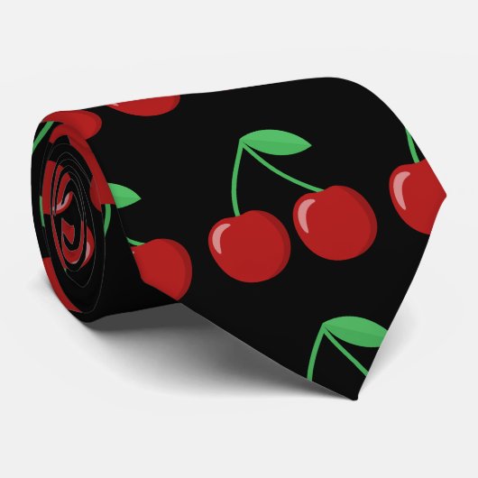 Sweet Red Cherry Pattern Stropdas (Opgerold)