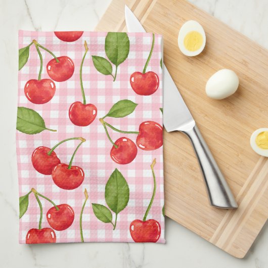 Sweet Red Cherry Pattern Theedoek (Quarter Fold)