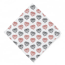 Sweet Red en Black Blazing Heart Outline Pattern Bandana