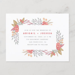 Sweet Red Flowers & Foliage Lijst Weddenschap Uitnodiging Briefkaart
