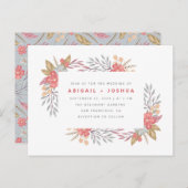 Sweet Red Flowers & Foliage Lijst Weddenschap Uitnodiging Briefkaart (Voorkant / Achterkant)