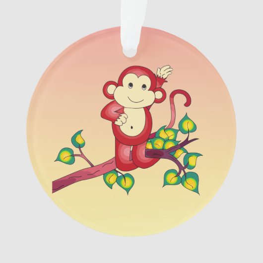 Sweet Red Monkey Animal Acrylyl Ornament (voorkant)