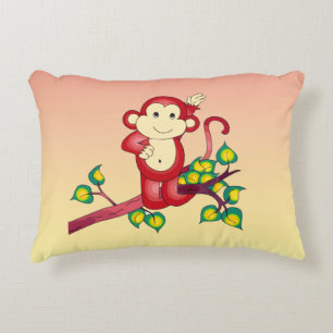 Sweet Red Monkey Yellow en Oranje Accent Pillow Kussen
