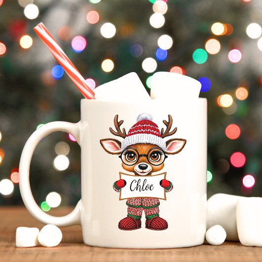 Sweet Reindeer en pyjama de Noël Mug de cacao