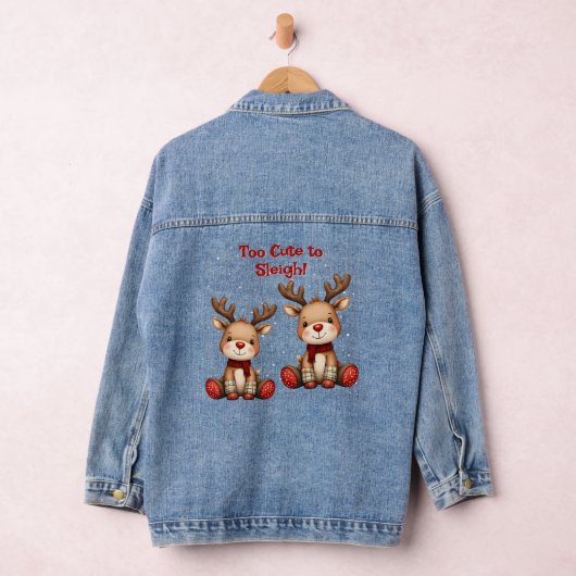 Sweet Reindeer Pair in Holiday Snowfall Denim Jacket (Hangar)