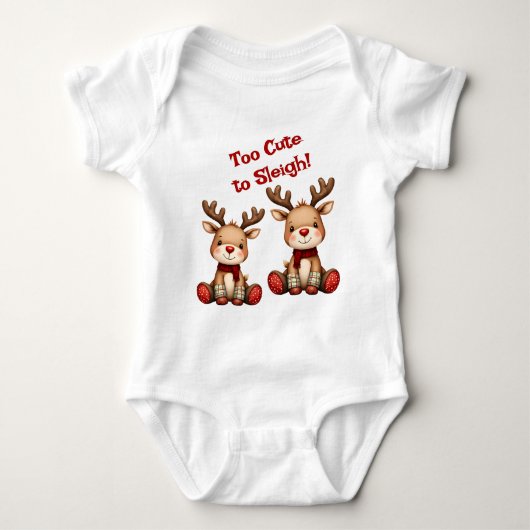 Sweet Reindeer Pair in Holiday Snowfall Romper (Voorkant)