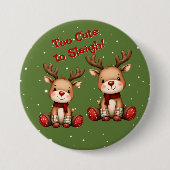 Sweet Reindeer Pair in Holiday Snowfall Ronde Button 7,6 Cm (Voorkant)