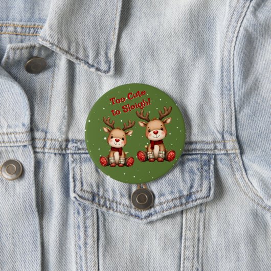 Sweet Reindeer Pair in Holiday Snowfall Ronde Button 7,6 Cm (In situ)