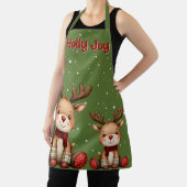 Sweet Reindeer Pair in Holiday Snowfall Schort (Insitu)