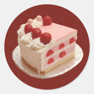 Sweet Retro Delight Strawberry Layer Cake Ronde Sticker