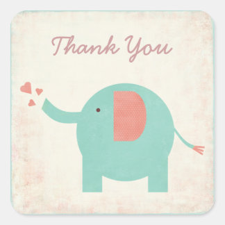 Sweet Retro Unisex olifant dank u Vierkante Sticker