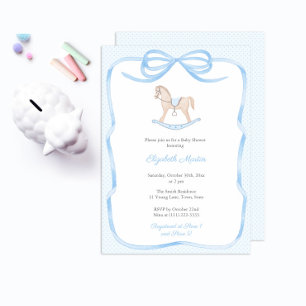 Sweet Rocking Horse Boy Baby shower Party Kaart