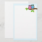 Sweet Romantic Owls Briefpapier (Voorkant / Achterkant)