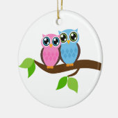 Sweet Romantic Owls Keramisch Ornament (Links)