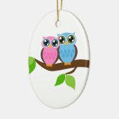 Sweet Romantic Owls Keramisch Ornament (Links)