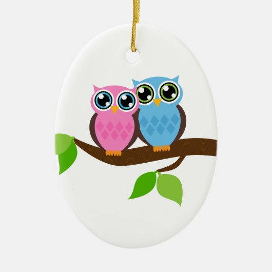 Sweet Romantic Owls Keramisch Ornament (Voorkant)