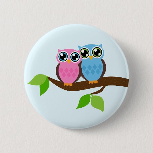 Sweet Romantic Owls Ronde Button 5,7 Cm (Voorkant)