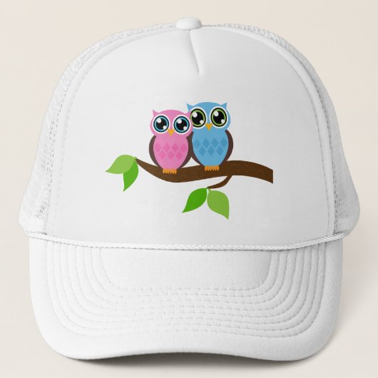 Sweet Romantic Owls Trucker Pet (Voorkant)