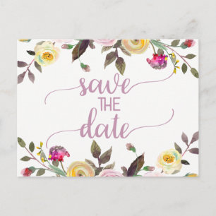 Sweet Roos Waterverf Bloemenbruiloft Save the Date Aankondigingskaart