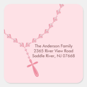 Sweet Rosary Beads Adres Sticker Baptisme